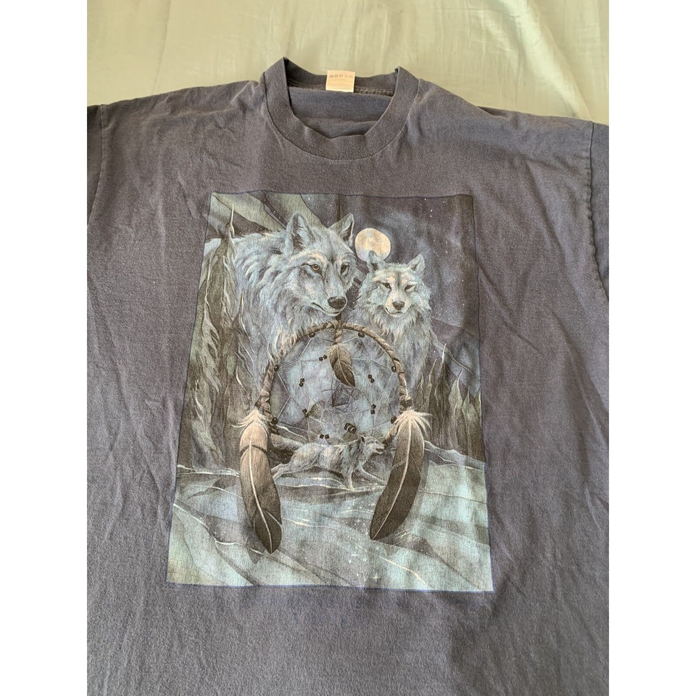 Vintage Wolf Wolves Dream Catcher Blue Tshirt 2XL - Picture 3 of 7